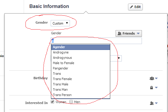 facebook gender